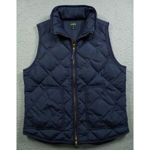 J Crew Vest Womens Size Medium Blue Excursion Quilted Puffer Full Zip Down Fill